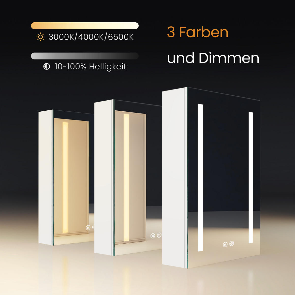 SPIEGELSCHRANK mit Beleuchtung Weiß 60/40/14,5 - Weiß, Metall (40/60/60cm) - EMKE