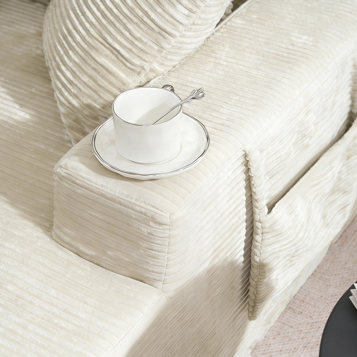 SOFAELEMENT 150/110/70 cm Beige Cord mit 2 Staufächer - Beige, Textil (70/150/110cm) - Oxeza