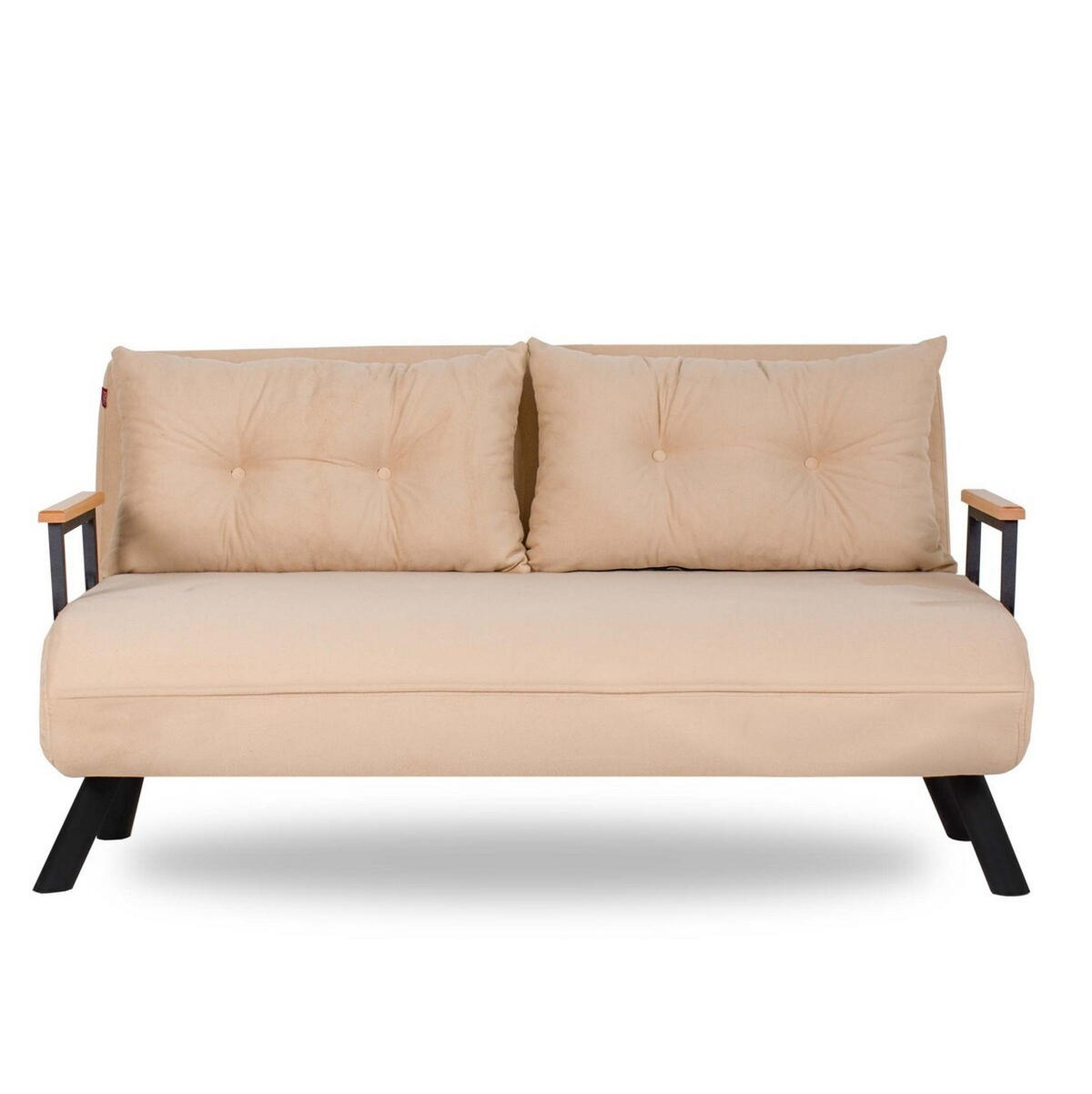 SCHLAFSOFA für 2 Personen mit Stoffbezug und Metallfüßen 133/50/41 cm - Sandfarben, Metall (50/41/133cm) - Calicosy
