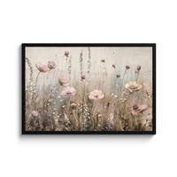 POSTER MIT RAHMENGERAHMTES BILD Blumen - Rosa - Modern - Beige 90x60 cm - Beige, Papier (90/60cm) - MuchoWow