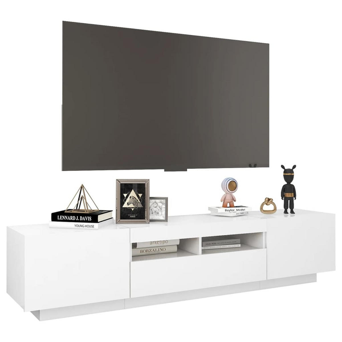 TV-SCHRANK Mit Led-Leuchten Weiss 180/35/40 Cm - Weiß, Holzwerkstoff (35/40/180cm) - vidaXL