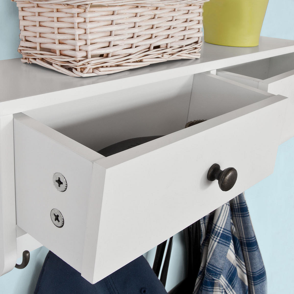 WANDGARDEROBE Weiß - Weiß, Holzwerkstoff (60/27/14cm) - SoBuy