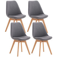 STUHL 4er Set Stoff grau - Eukalyptusholzfarben/Grau, Holz/Textil (49/83/50cm) - CLP