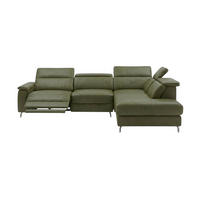 ECKSOFA Ambassador Echtleder mit 1 x Relaxfunktion Olivgrün - Olivgrün, Leder/Metall (272/224cm)