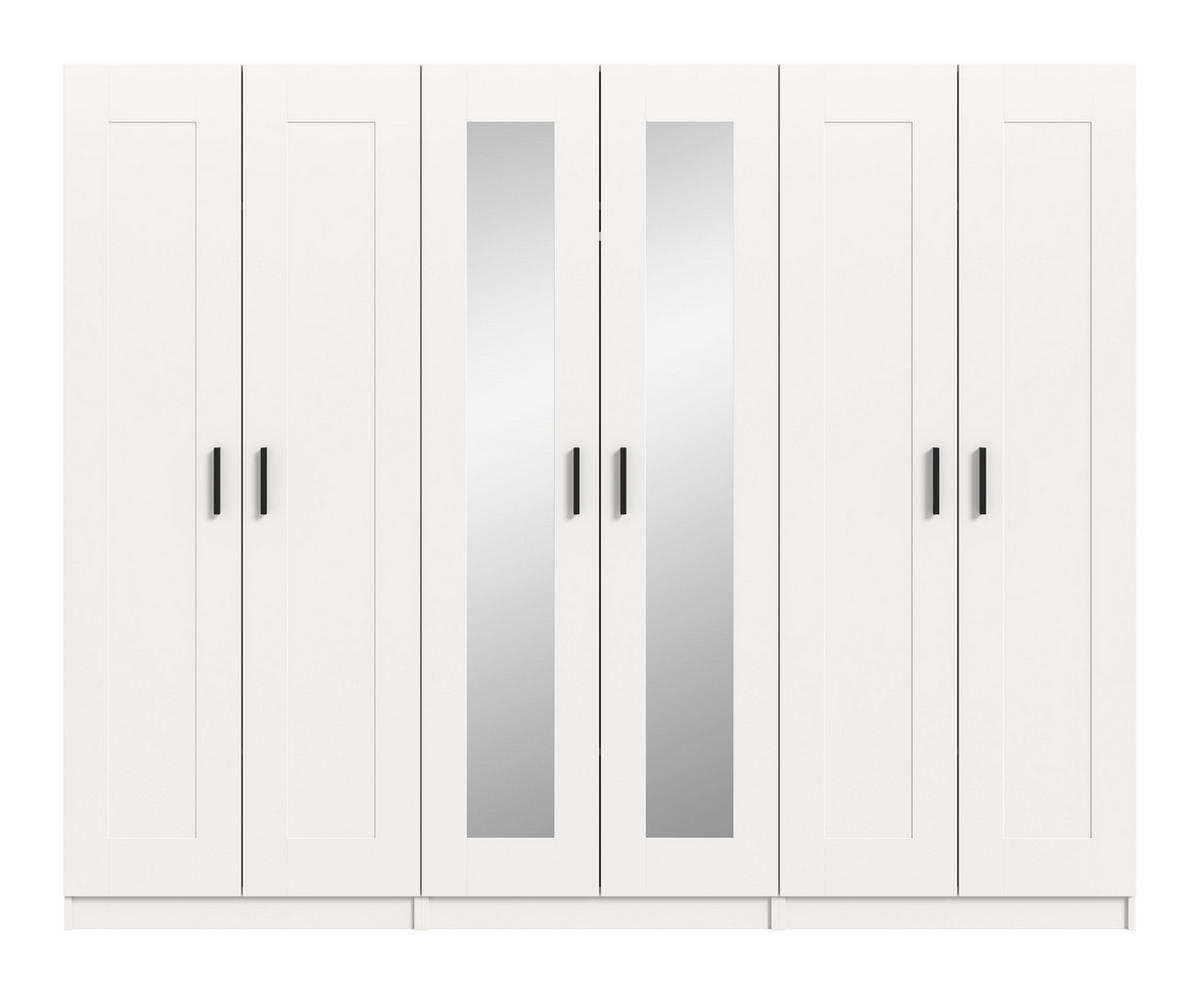 KLEIDERSCHRANKKOMBINATION VISBY (B/H/T: ca. 240/194/56 cm) in weiß/weiß - Weiß, Holzwerkstoff (240/194/56cm)