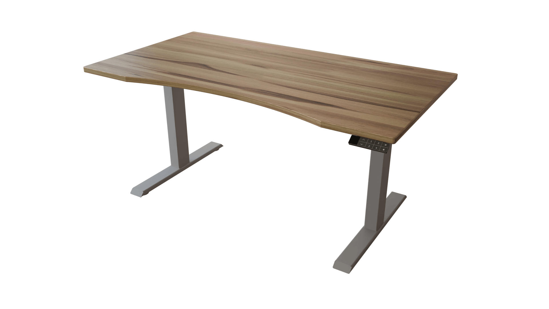 SCHREIBTISCH 150/80 elektrisch höhenverstellbar aus Wildeiche ergonomisch - Weiß - Weiß/Braun, Holz (80/150/72.5cm) - MeinMassivholz