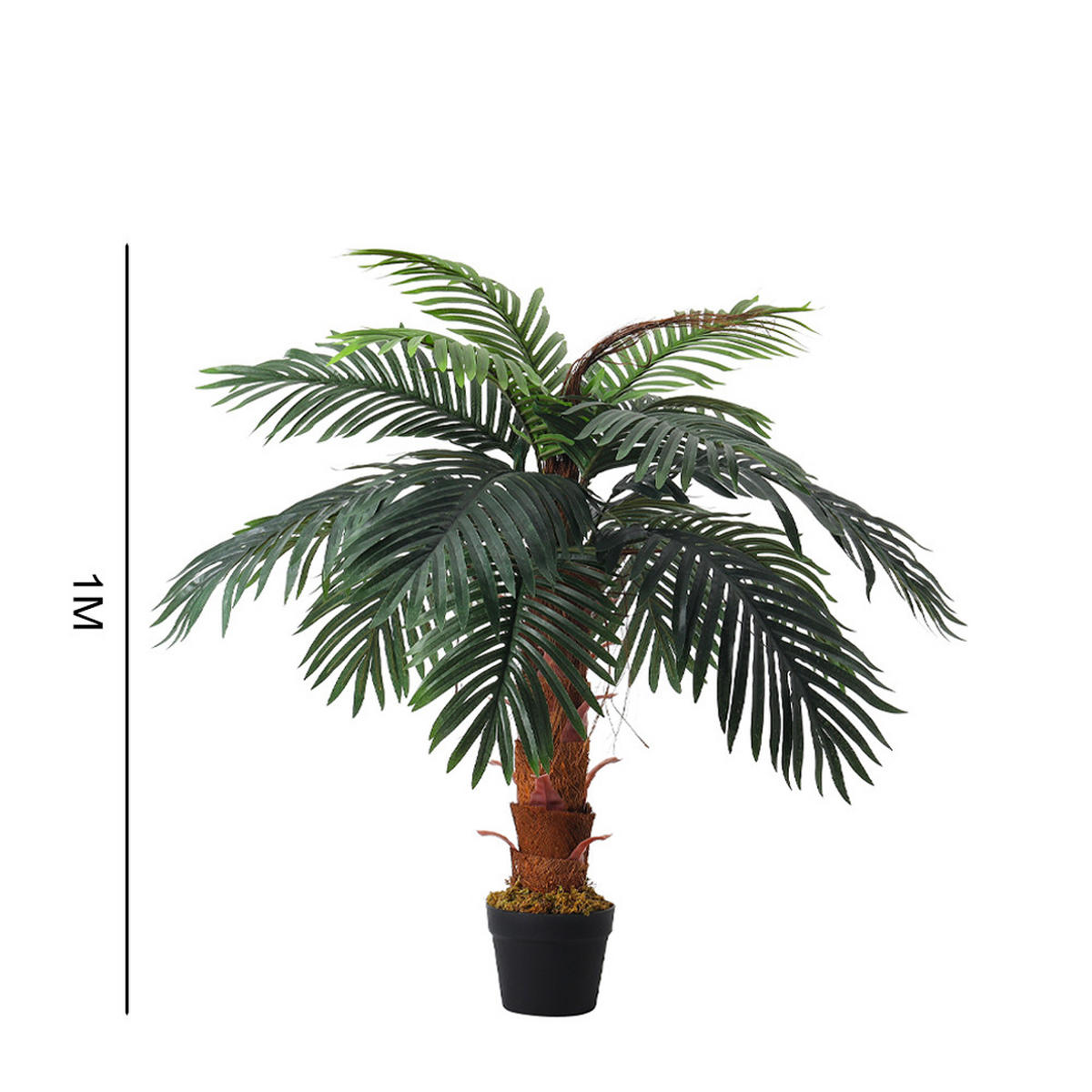 KUNSTPFLANZE 100 cm Hoch Palme mit Topf Kunststoff - Schwarz/Braun, Kunststoff (100cm) - Livingandhome