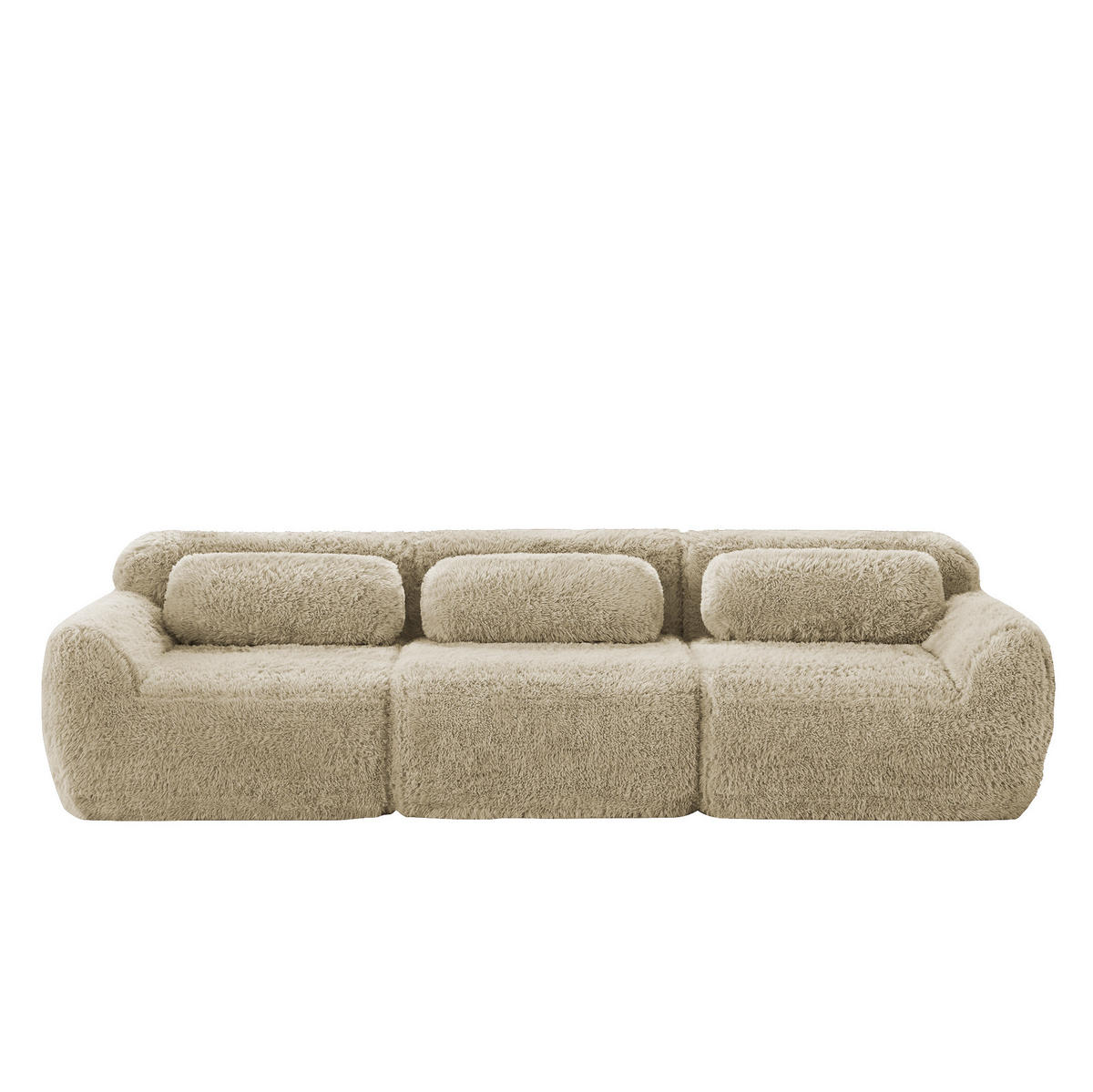 ECKSOFA modular mit rutschfester Basis Plüsch Hellkhaki - Beige, Kunststoff (104/73/291cm) - Meubliv