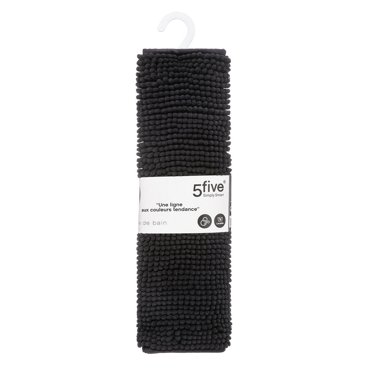 BADEMATTE Colorama, 100% Polyester, Schwarz, 50 x 80 cm - Schwarz, Kunststoff (50/80cm) - 5five Simply Smart