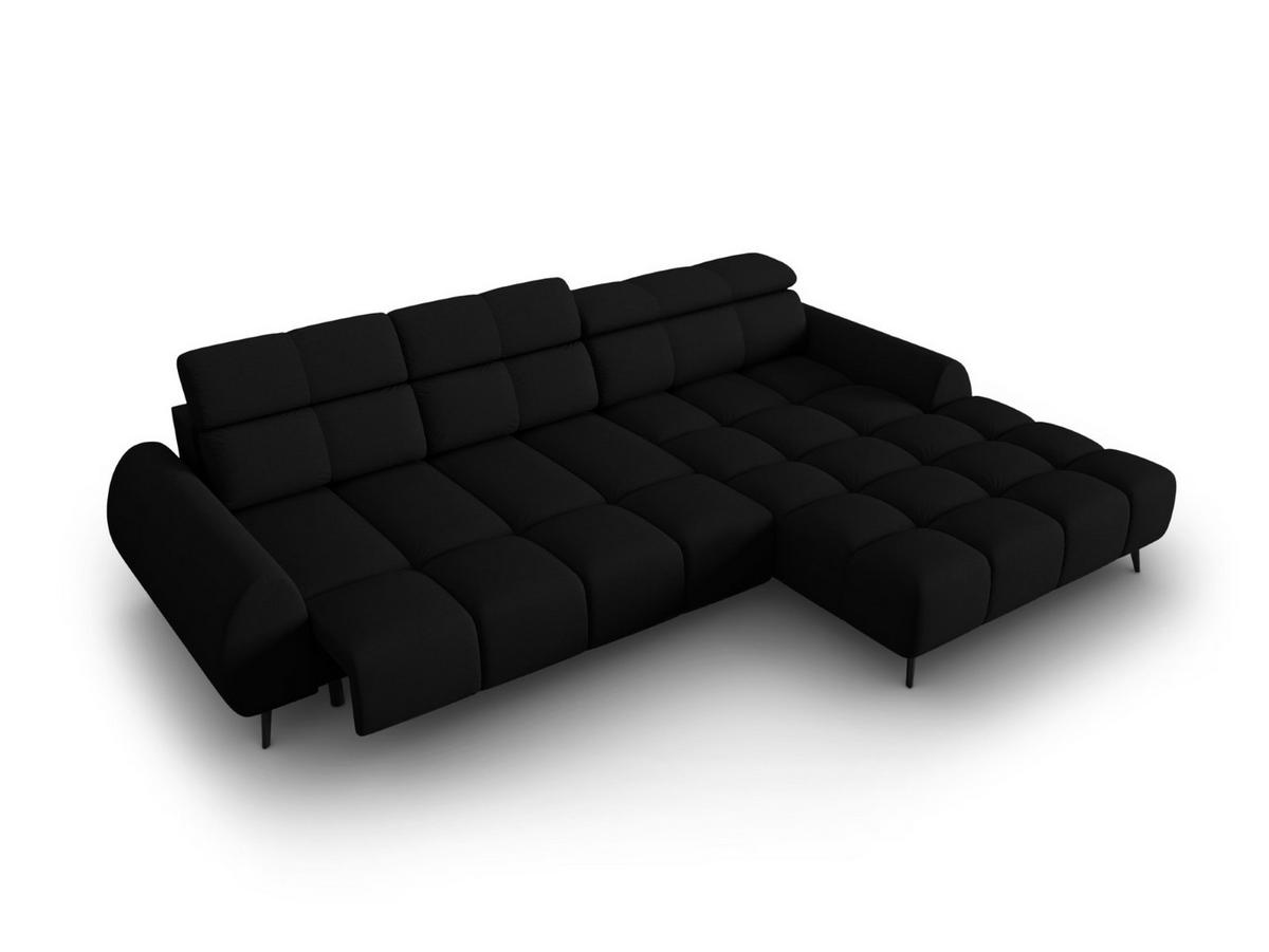 ELEKTRISCHES-ECKSOFA rechts Alyse aus strukturiertem Stoff schwarz 5 Sitzplätze - Schwarz, Textil (188/295cm) - Micadoni