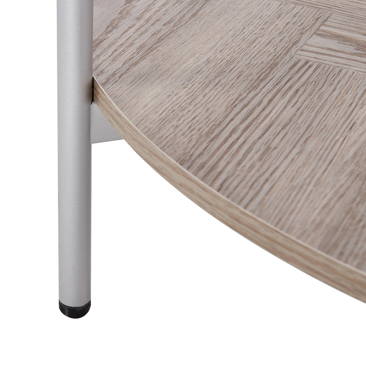 COUCHTISCH Silber/Heller Holzfarbton Lovell - Hellbraun/Silberfarben, Glas/Holzwerkstoff (80/80/45cm) - Beliani