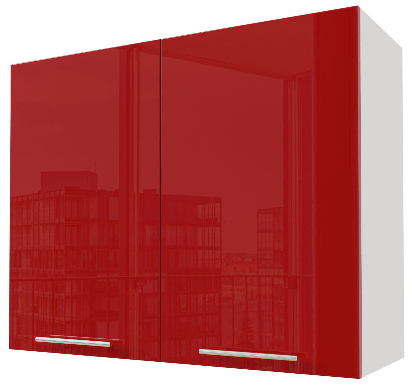 KÜCHENHÄNGESCHRANK Brerra W3/90 Weiß / RAL 3002 karminrot Hochglanz 90 / 32,5 / 72cm - Rot/Weiß, Holz/Holzwerkstoff (90/72/32.5cm) - Feldmann-Wohnen