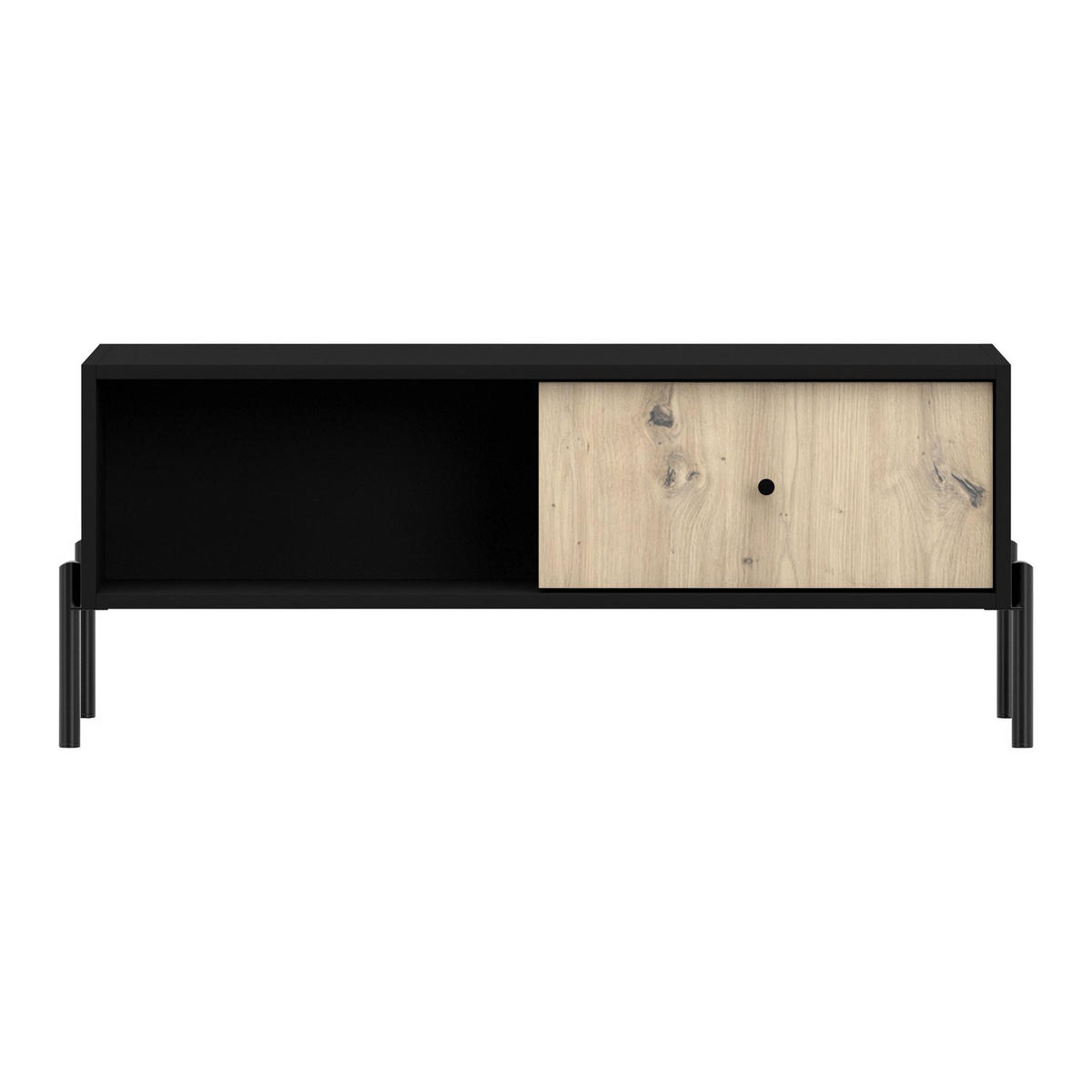 COUCHTISCH Raviero Schwarz/Artisan Eiche 90x60 cm - Schwarz, Holzwerkstoff/Metall (60/90/49cm) - Selsey
