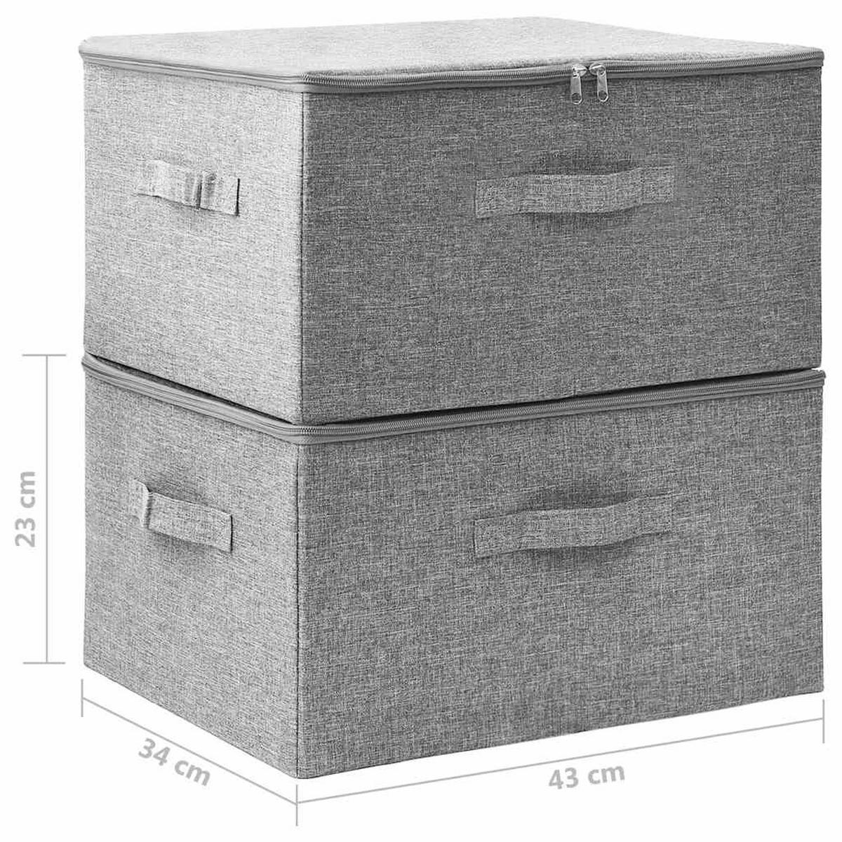 AUFBEWAHRUNGSBOXEN 2er set Stoff 43/34/23 Cm Grau - Grau, Textil (34/23/43cm) - vidaXL