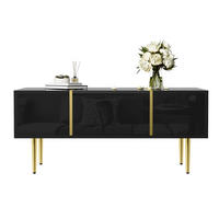 KONFERENČNÍ stolek 100/60/41,5 cm černý z MDF se 2 zásuvkami a vysokým leskem - černá, kompozitní dřevo (100/60/41.5cm) - OKWISH