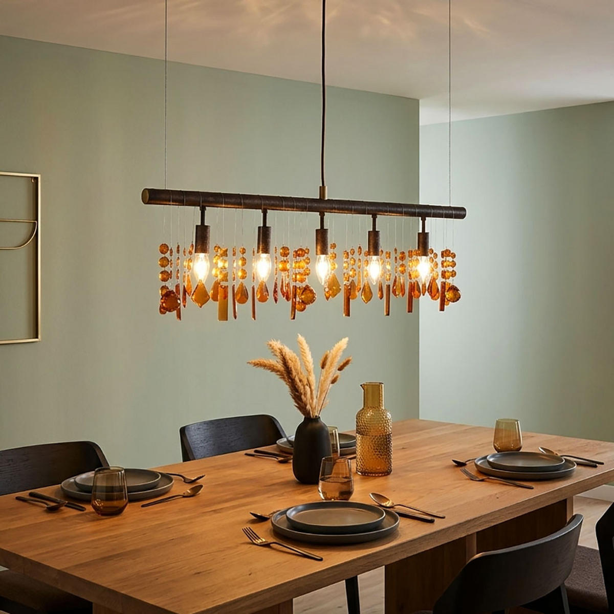 LED HÄNGELEUCHTE Metall Braun Kristall-Optik - Braun, Metall (80/9.8/150cm)