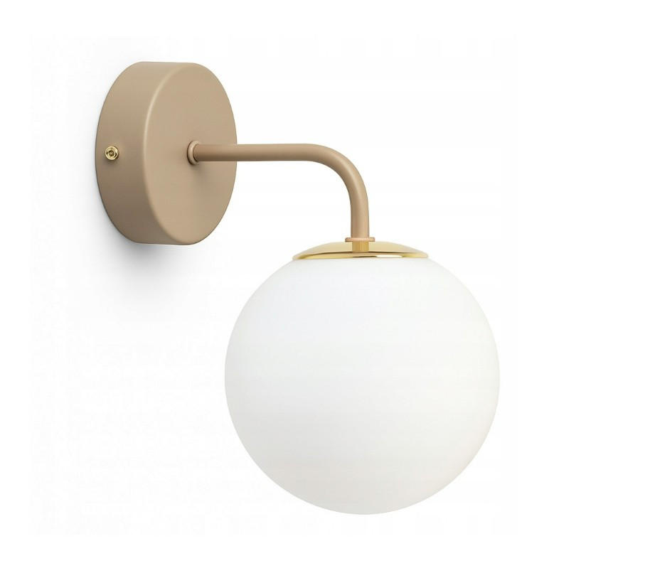 WANDLEUCHTE ECRU II - Beige/Goldfarben, Glas/Metall (19/23/14cm) - kiki design