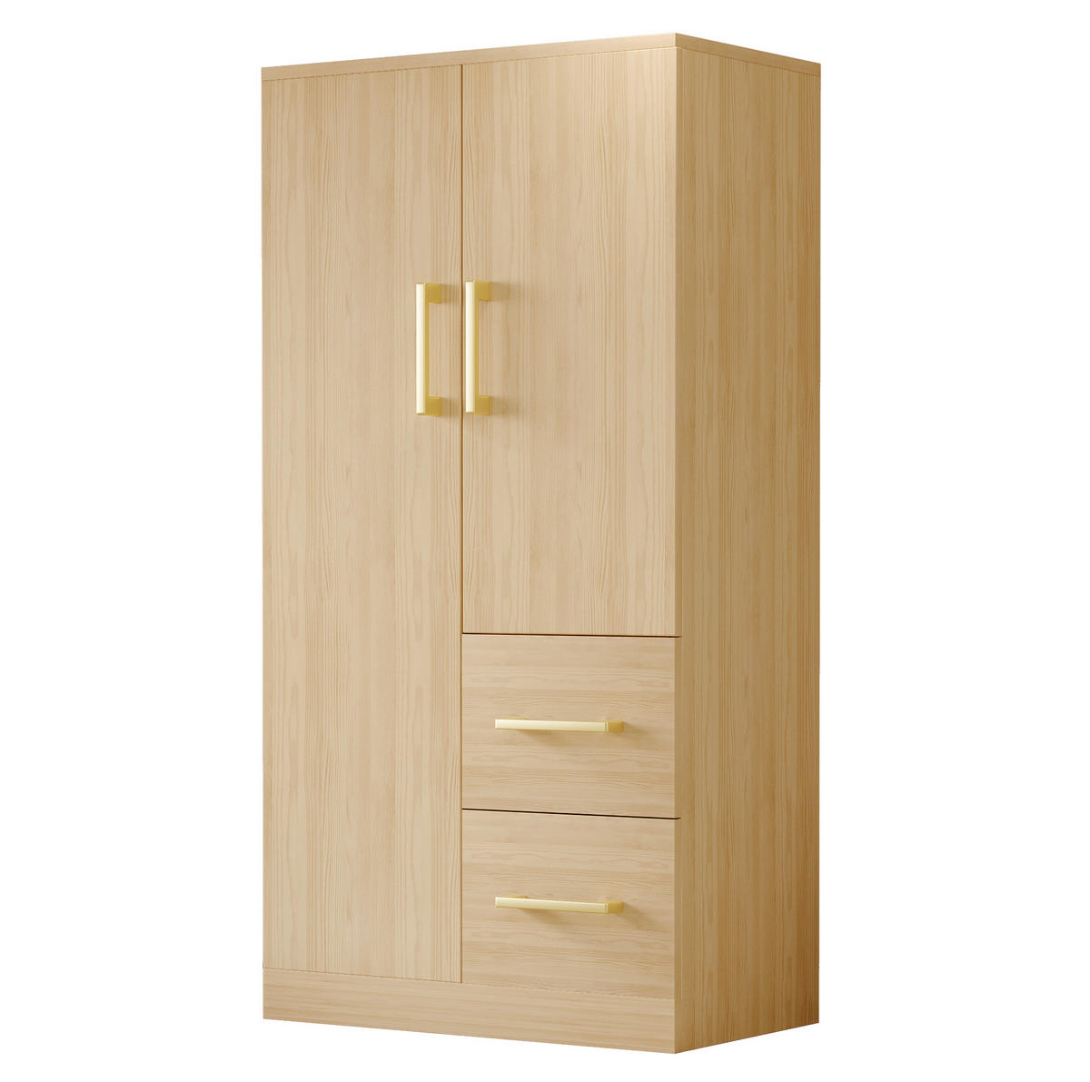 KLEIDERSCHRANK 70/40/135 cm natur aus Holz mit Türen und Schubladen - Naturfarben, Holz (70/135/40cm) - OKWISH