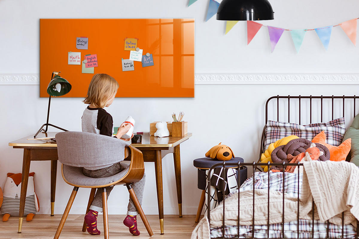MAGNETTAFEL 120x60 Orange schwarzer Marker - Orange, Glas (120/0.4/60cm) - TULUP