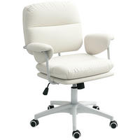 BÜROSTUHL mit Kippfunktion, gepolstert Schreibtischstuhl höhenverstellbar Weiß - Weiß, Holzwerkstoff/Kunststoff (64/98/65cm) - HOMCOM
