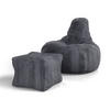 SITZSACK Chillex mit Hocker L Cord dunkelgrau - Dunkelgrau, Textil (75/84/79cm) - Juskys