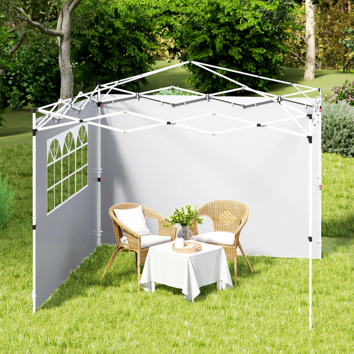 SEITENWÄNDE DE-12711 295/200 cm 2er-Set mit Fenster Weiß - Weiß, Textil (1/200/295cm) - ComfortXL