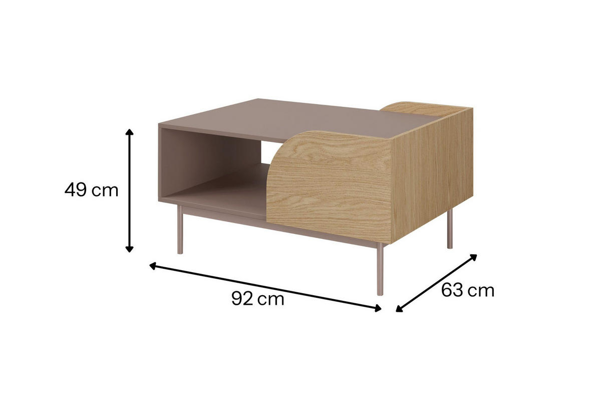 COUCHTISCH CARLO 12 92/49/63 cm in Frühlingseiche / Toffee - Eichefarben, Holzwerkstoff (63/92/49cm) - Deine Möbel 24