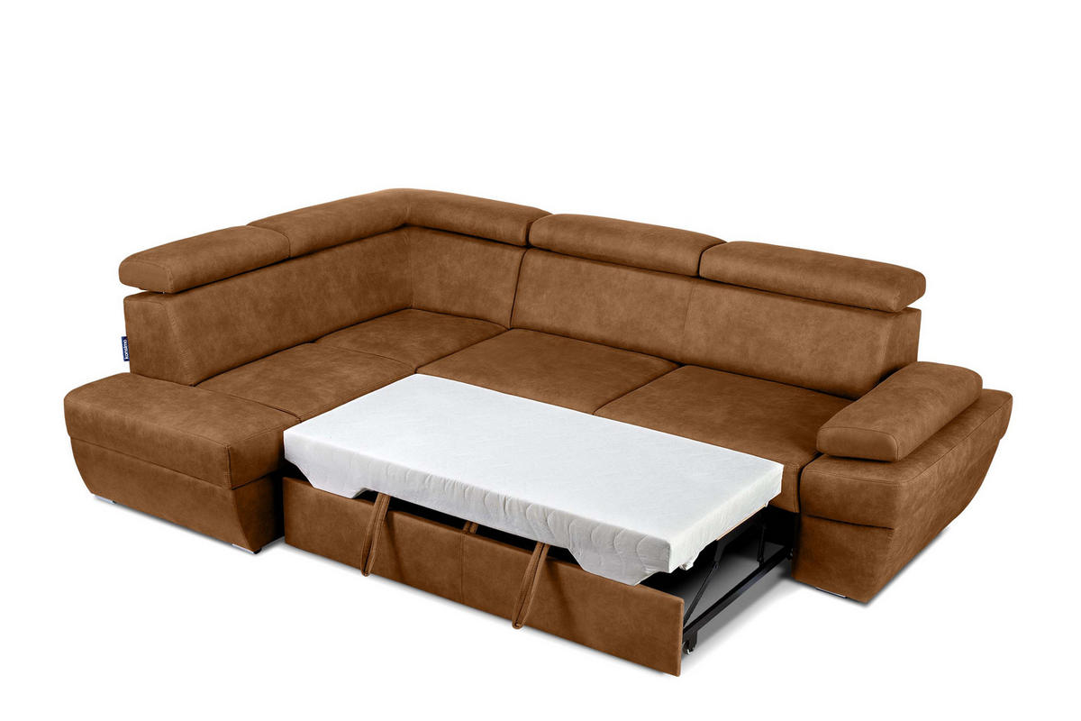 SCHLAFECKSOFA RATLO links 4/5-Sitzer mit Bettkasten, orange - Silberfarben/Orange, Textil (270/190cm) - KONSIMO®