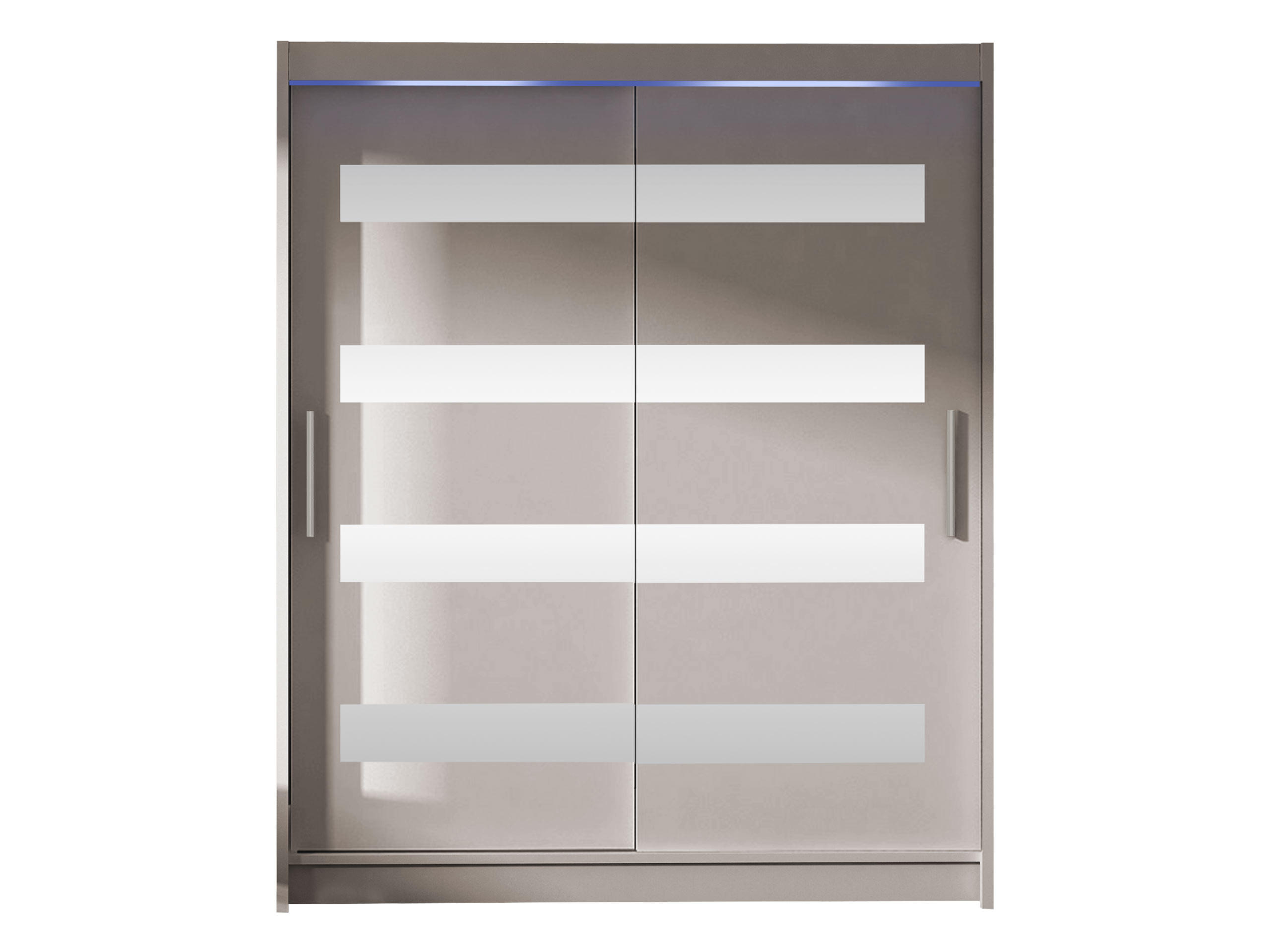 SCHWEBETÜRENSCHRANK Westa XIII, mit RGB LED Beleuchtung - Kaschmir/Silberfarben, Holzwerkstoff/Metall (150/200/58cm) - MIRJAN24
