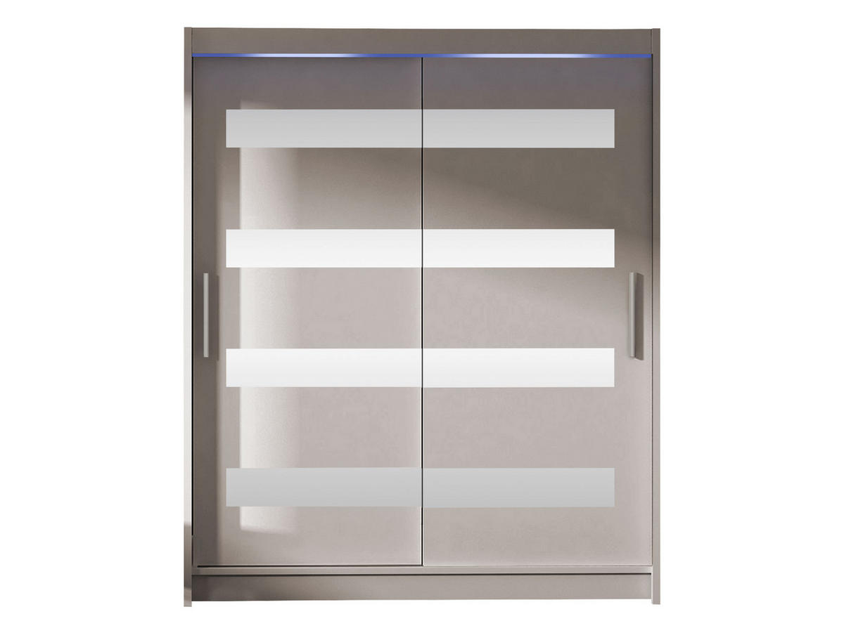 SCHWEBETÜRENSCHRANK Westa XIII, mit RGB LED Beleuchtung - Kaschmir/Silberfarben, Holzwerkstoff/Metall (150/200/58cm) - MIRJAN24