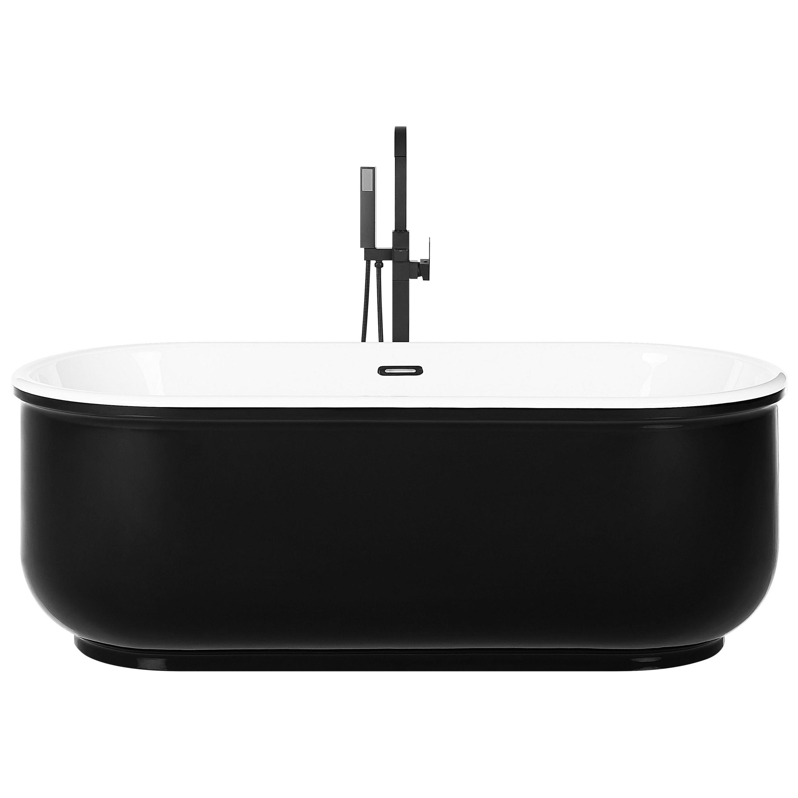 BADEWANNE FREISTEHEND 80x170x59 cm schwarz Pinel - Schwarz, Kunststoff (80/59/170cm) - Beliani