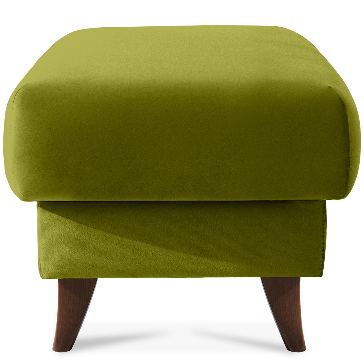 HOCKER GUSTAVO Fußstütze, Velours, Olivgrün - Olivgrün, Holz/Holzwerkstoff (53/49/53cm) - KONSIMO®