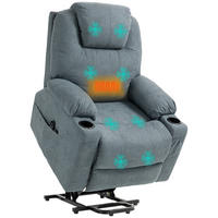 MASSAGESESSEL DE-06391 Mit Aufstehilfe, 8 Massagepunkte, 135° neigbar Grau - Dunkelgrau, Textil/Metall (90/107/101cm) - ComfortXL