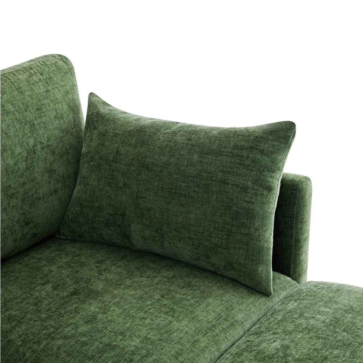 SOFA aus Chenille 216x161x81 cm mit modularem Hocker, grün - Grün, Textil (161/216cm) - Luhomfu
