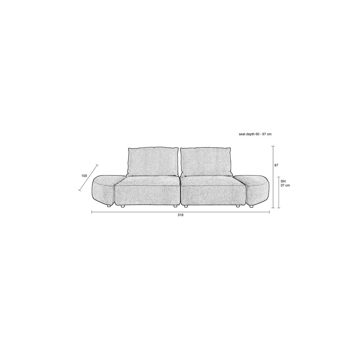 SOFA 3-SITZER Hunter Sand/ Beige - Beige/Braun, Textil (318/87/100cm) - Zuiver
