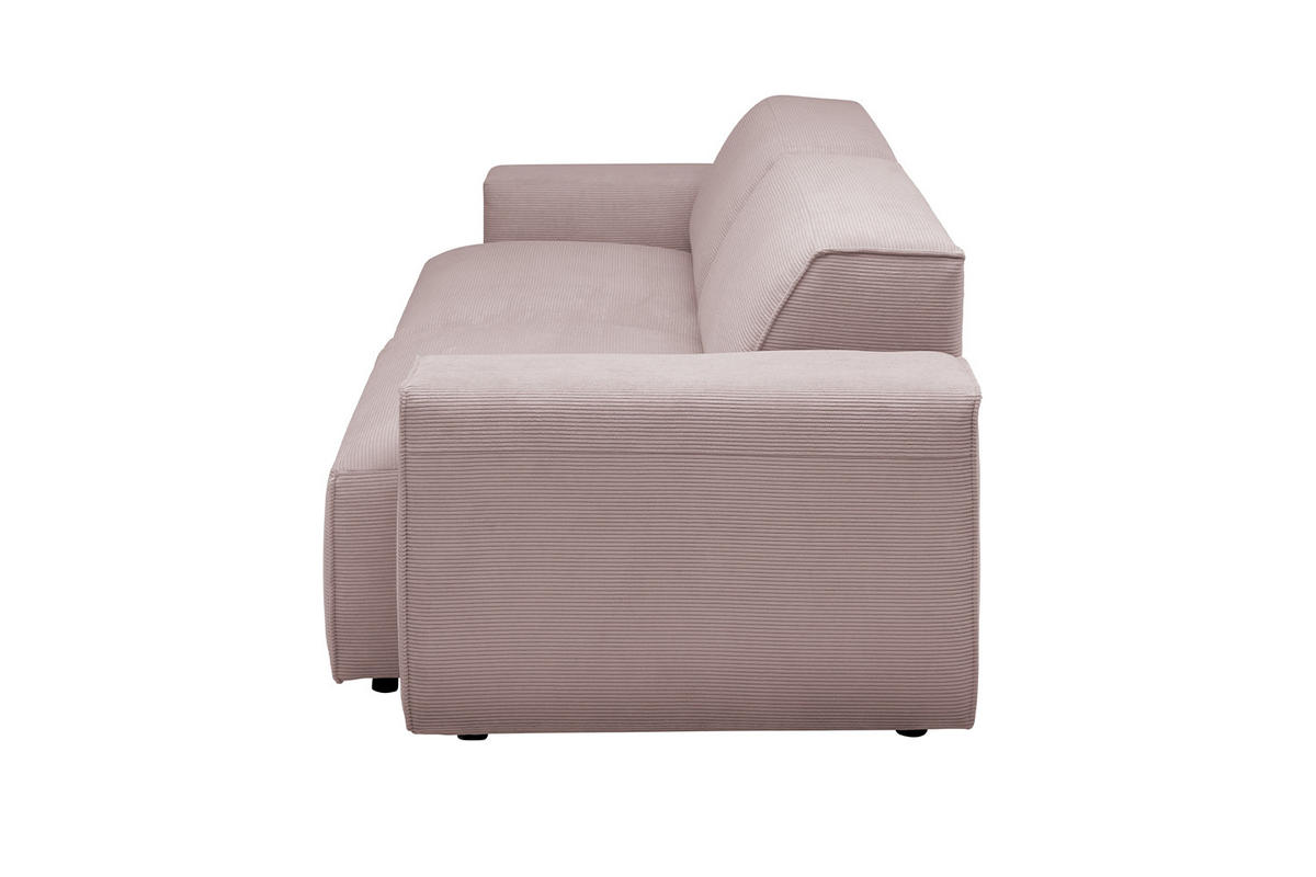 SOFA RANI Pink Cord - Pink/Schwarz, Kunststoff/Textil (256/71/101cm) - KAWOLA