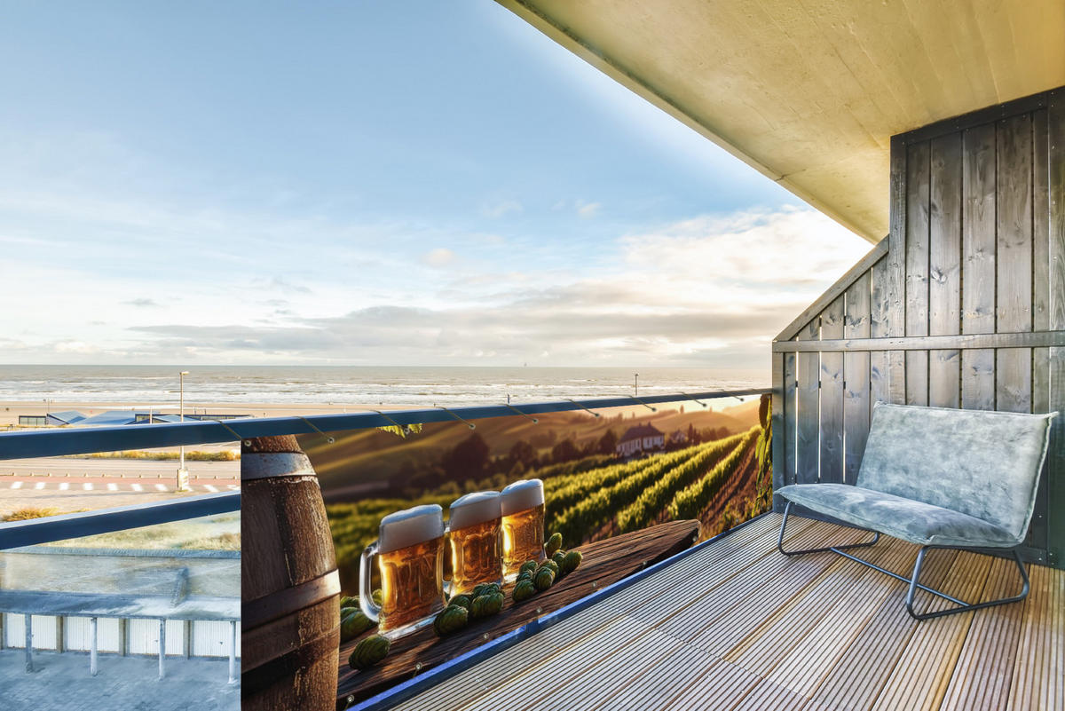 BALKON-SICHTSCHUTZ Bier - Hopfen - Landschaft - Grün, Kunststoff (300/75cm) - MuchoWow