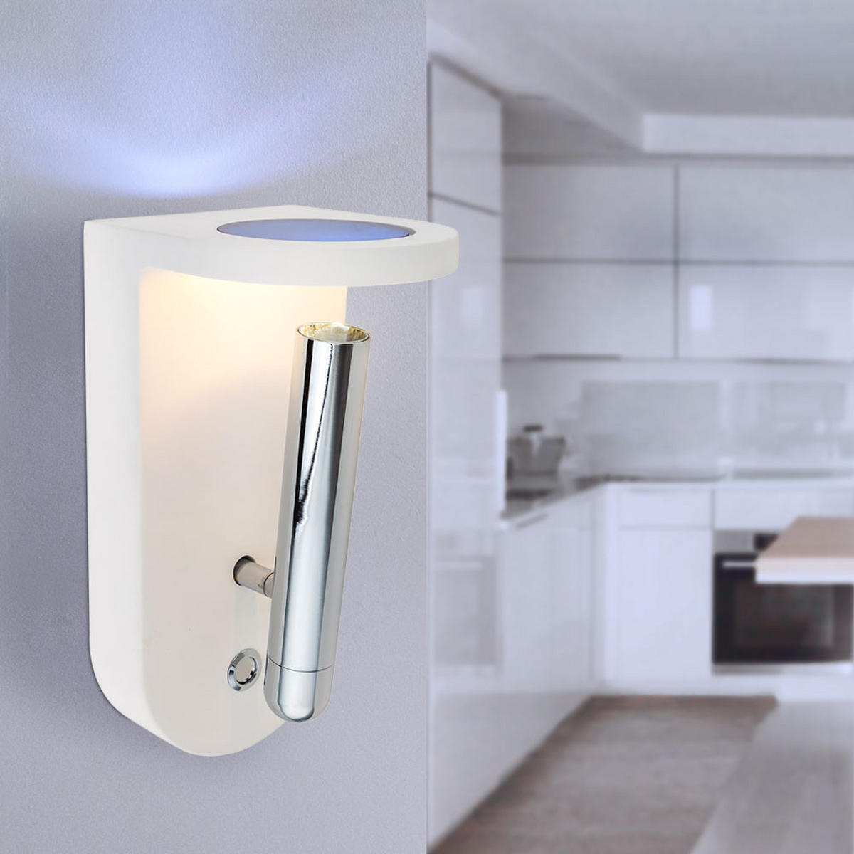 LED WANDLEUCHTE Christine Weiß - Weiß, Metall (10.5/22/12cm) - Globo Lighting