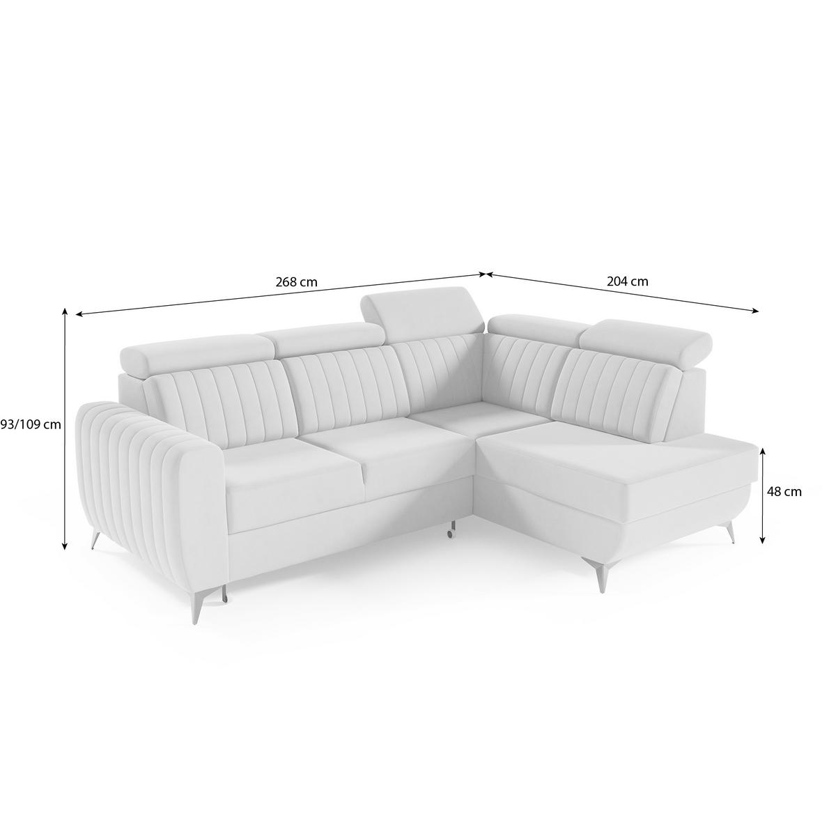 ECKSCHLAFSOFA Connor II verstellbare Kopfstützen, Dunkelgrün, rechts - Dunkelgrün/Schwarz, Textil (268/204cm) - Beautysofa