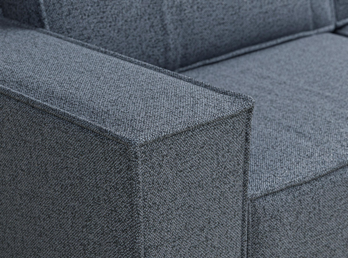 ECKSOFA MIT SCHLAFFUNKTION Zaya Blau Grau Webstoff - Blaugrau/Schwarz, Holz/Holzwerkstoff (255/148cm) - Maison de Reve