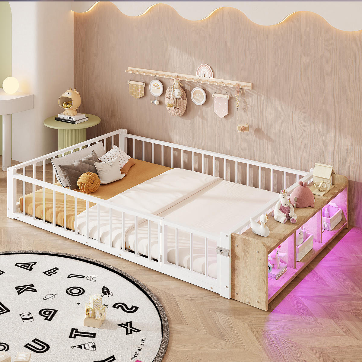 METALLBETT 140x200 cm LED weiß - Weiß, Holzwerkstoff (140/200cm) - LEBENLANG