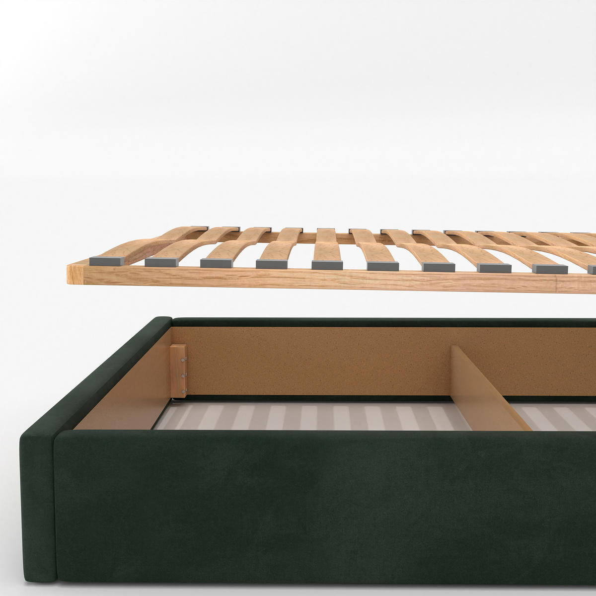 POLSTERBETT 140x200cm Bett mit Stauraum Lattenrost Flaschengrün - Dunkelgrün, Holz/Holzwerkstoff (140/200cm) - Muralo