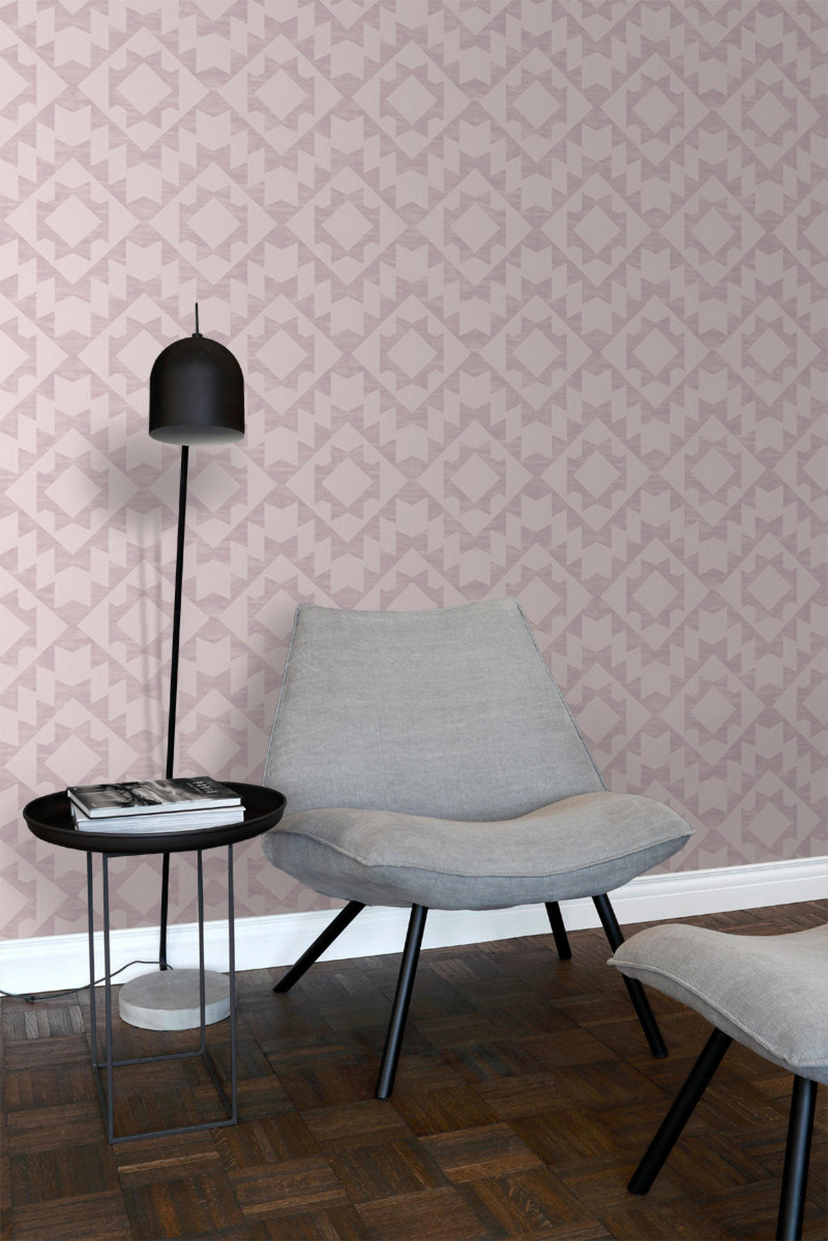 TAPETE Marrakescher Aztec-Teppich 53 cm x 10.05 m - Lila, Papier (53/1000cm) - ESTAhome