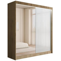 KLEIDERSCHRANK VESLI mit LED - 200 cm - Braun|Weiß - Braun/Weiß, Holzwerkstoff (200/215/61cm) - ALTDECOR