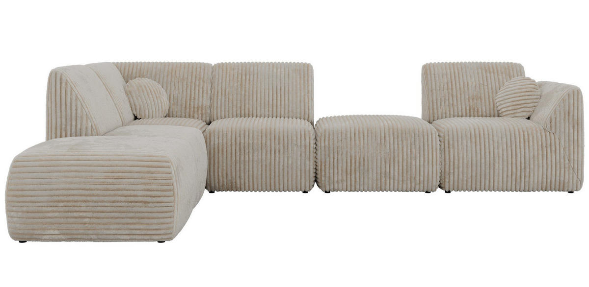ROHOVÁ SEDAČKA NOARA 6M L Béžová Manšestr - Vlevo - černá/béžová, textil/plast (244/355cm) - MKS