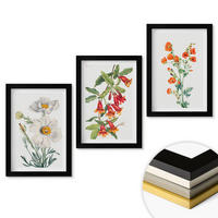 WANDBILDER 3er-Set - 20x30 cm Schwarzer Rahmen - Retro-Blumenarrangements - Schwarz, Kunststoff (20/30cm) - ArtPrintCave