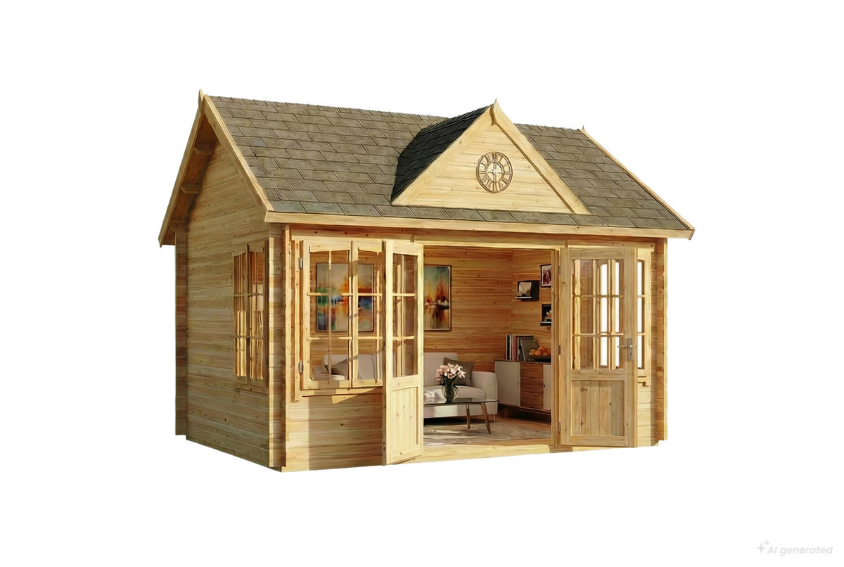 GARTENHAUS Holz Clockhouse - Naturfarben, Holz (440/336/340cm) - Alpholz