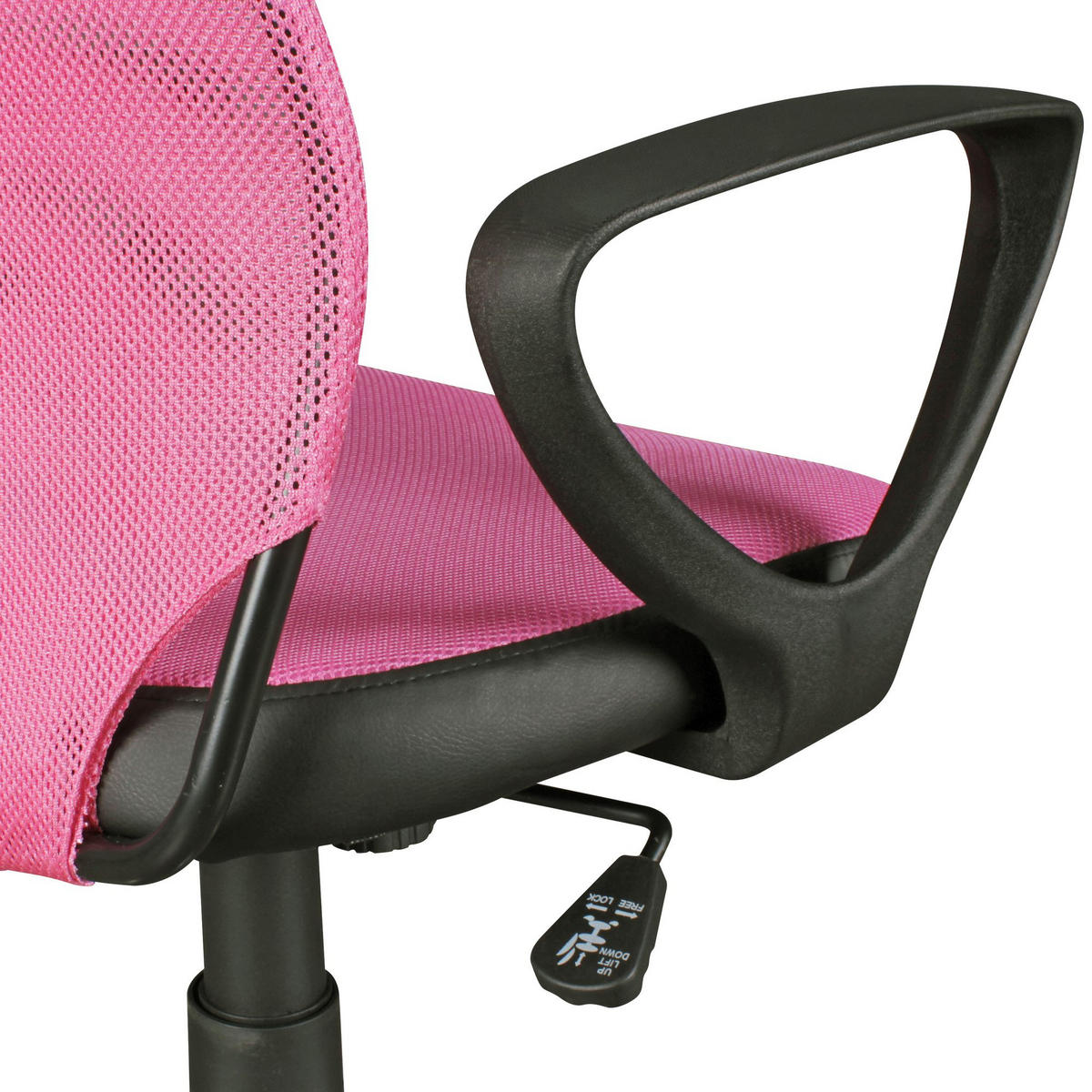 JUGENDDREHSTUHL Nylon Ergonomisch Höhenverstellbar DAVOS, Rosa 60x60x101 cm - Silberfarben/Schwarz, Textil/Metall (60/101/60cm) - KADIMA DESIGN