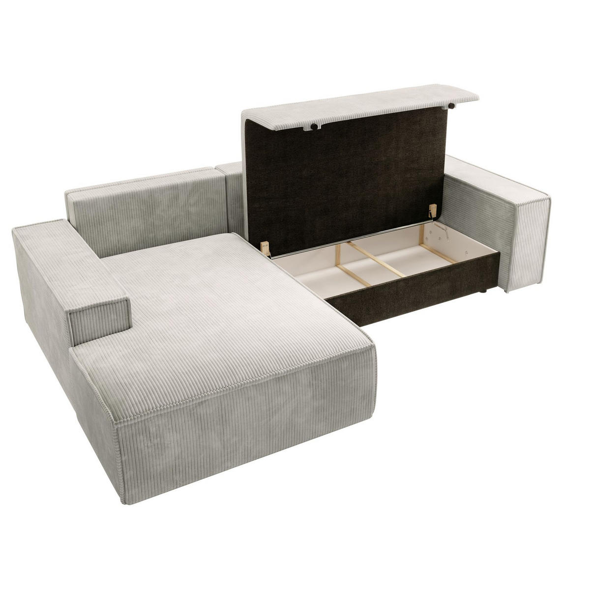 ECKSOFA Farese New Creme mit Cordbezug, links - Creme/Schwarz, Kunststoff/Textil (267/167cm) - Selsey