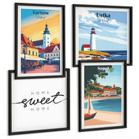 BILDER SET 4er Set - 50x50 cm & 40x60 cm Schwarzer Rahmen - Polnische Städte Ustka Tarnów Sopot - Schwarz, Kunststoff (50/50cm) - TULUP